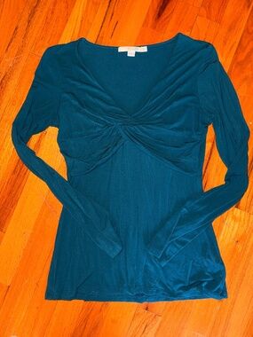 Boden Blue Teal Green babydoll Y2K long sleeve top women's size 6/M